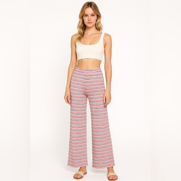 Free People Knit Wide-Leg Pants – Large Multicolor Striped - Picture 1 of 6